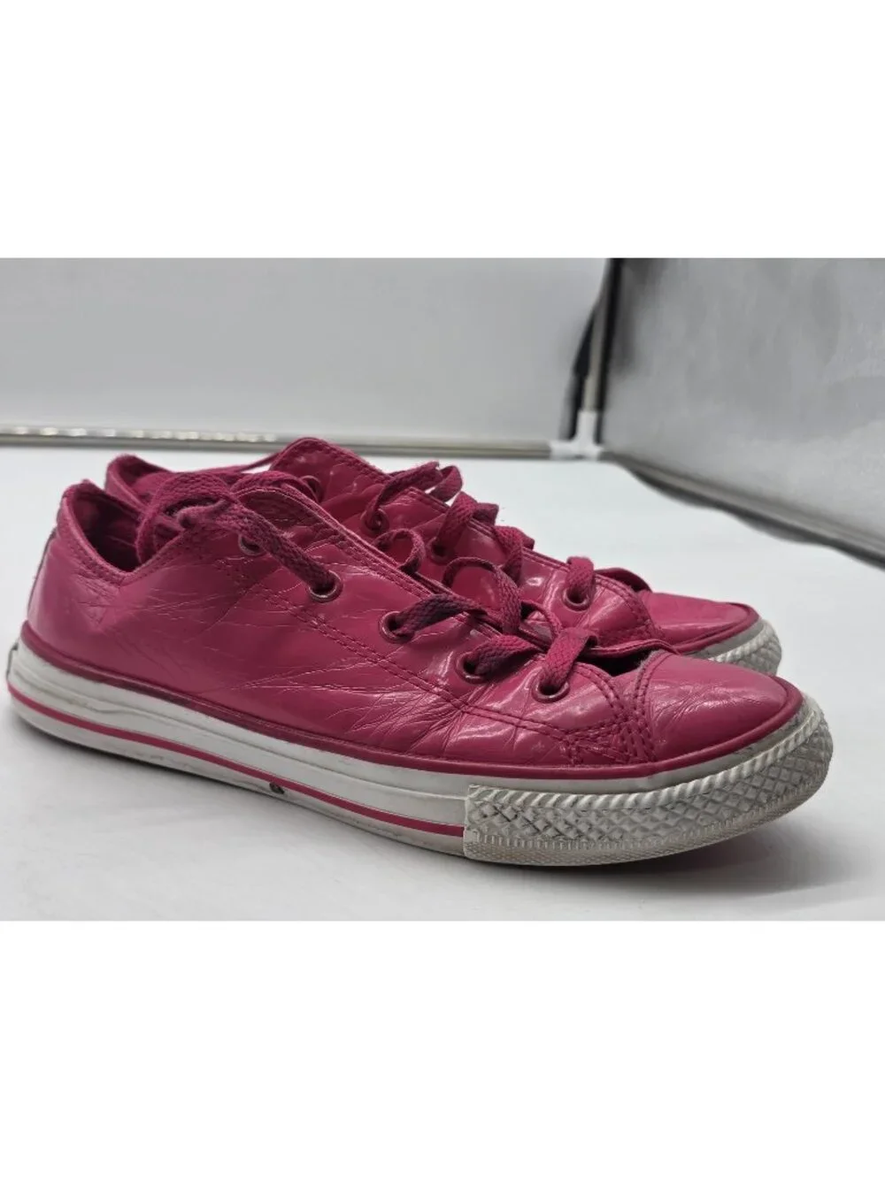 Converse All Star Shoes Kids 3 hot Pink Low Top Sneakers 662321C Damage Stains